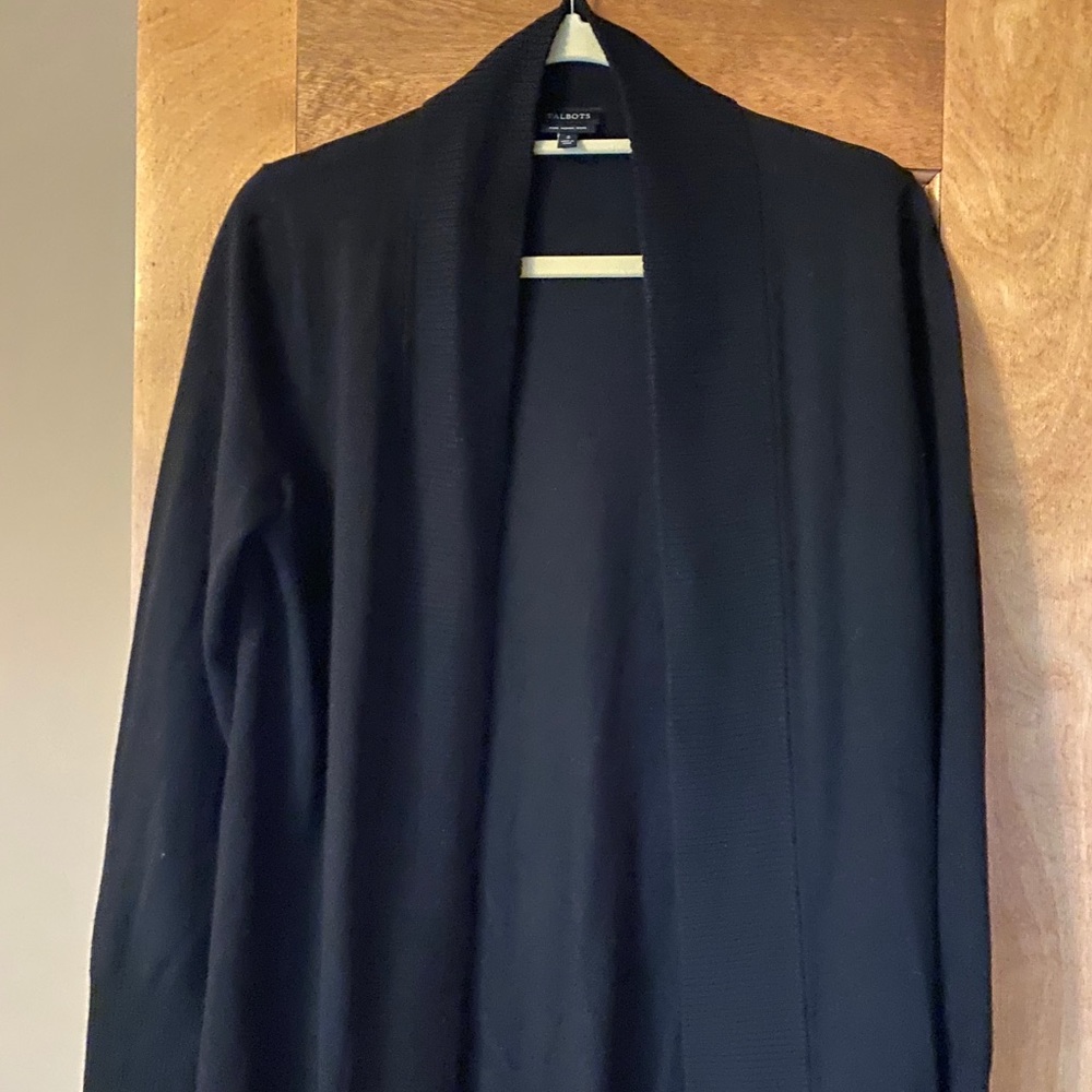 Talbots merino wool open front cardigan